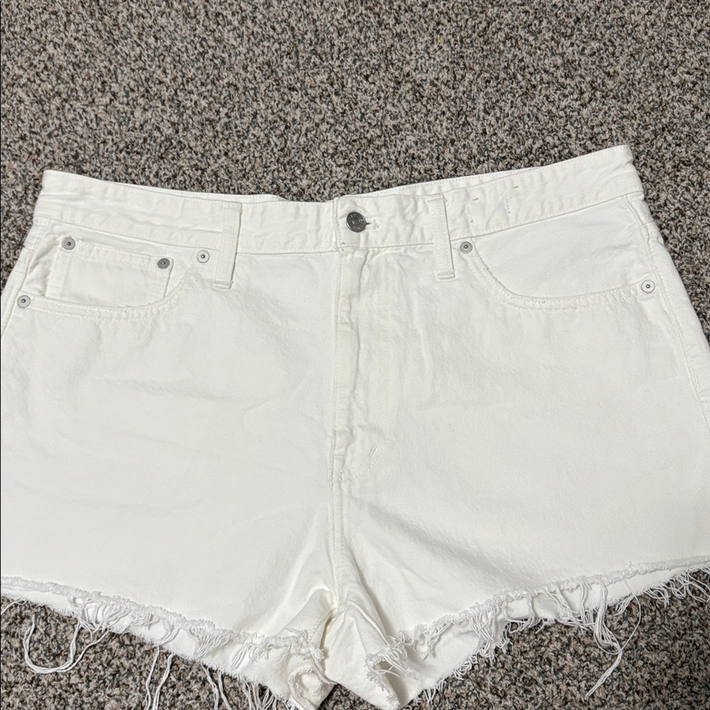 Madewell White Denim Frayed Shorts